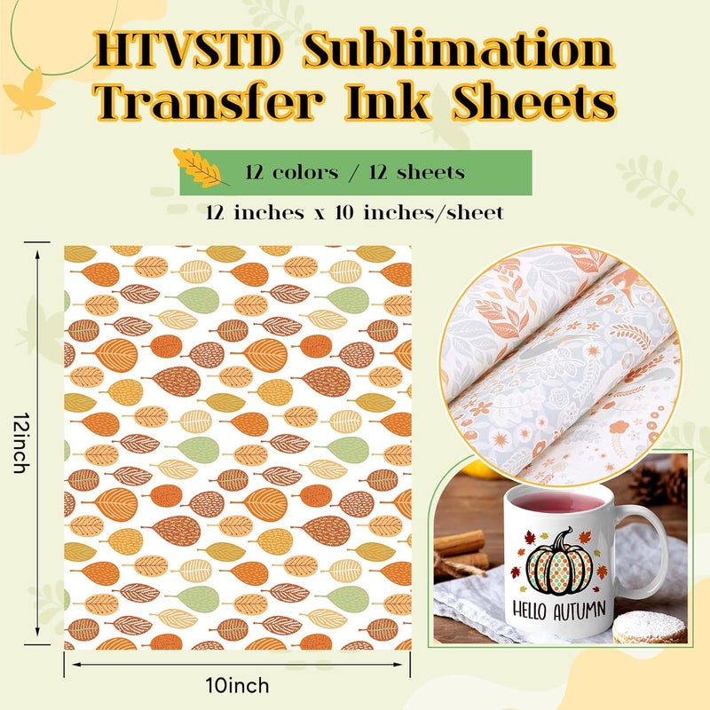 HTVSTD Boho Sublimation Ink Transfer Sheets 12 Sheets 12'' x 10''Green Sublimation Paper Boho Pattern Transfer Sheets for Mugs Tumblers DIY - Image 3